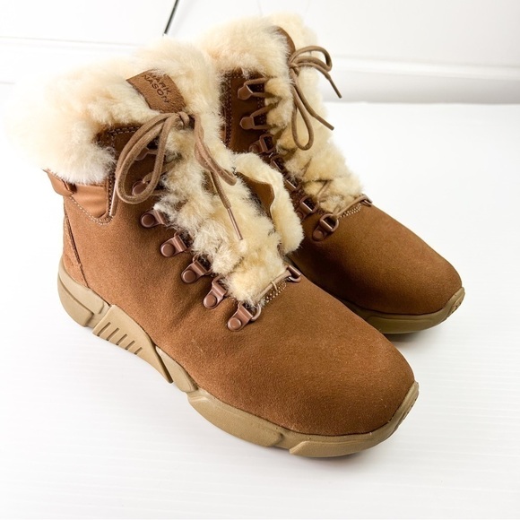 Mark Nason Boots women 6.5 Brown Block Chalet Sheep Shearling Memory Foam Winter - Picture 2 of 13
